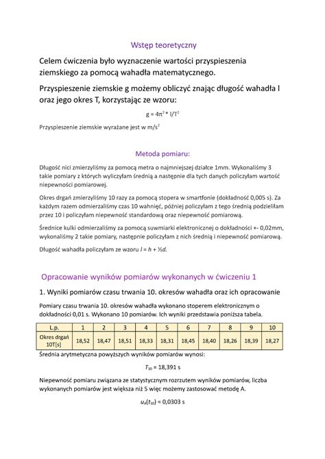 Sprawozdanie fizyka kopia Wstęp teoretyczny Celem ćwiczenia było