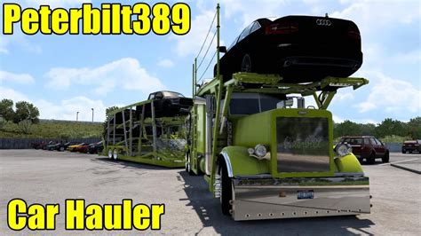 ATSPeterbilt389 Car Hauler Zeemod DD Series60 Sound CX11 Trailerで