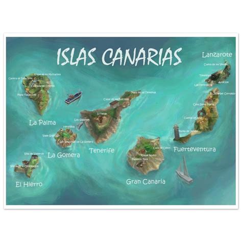 Islas Canarias Canary Islands Print Canary Islands Poster Canary Islands Map Canary Islands T