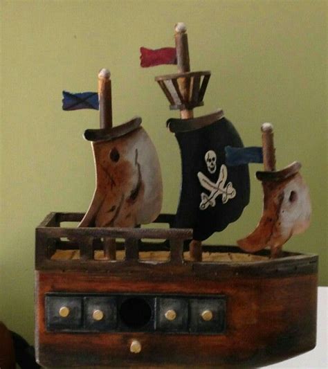 The Mighty Liam Pirate Ship Birdhouse Painted Bt CJ Donovan