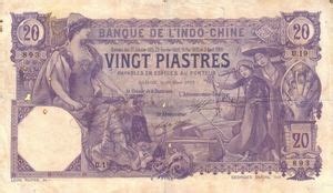 Banknote 20 Piastres French Indochina 1909 1919 Issue Saigon Wor P