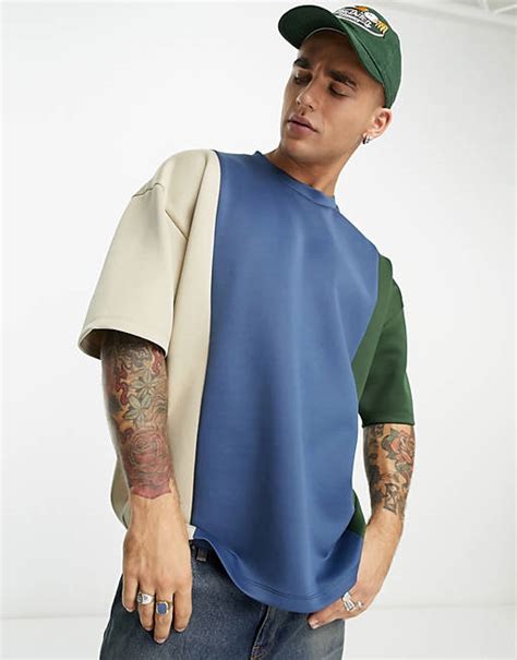 Asos Design Oversized T Shirt Van Scubastof Met Kleurvlakken Asos