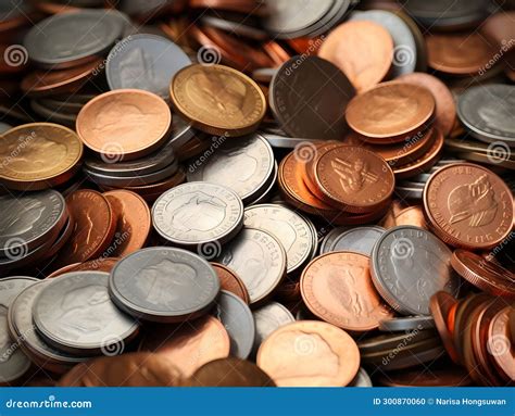 Commemorative Coins Pile Of Golden Coin Silver Coin Copper Coin