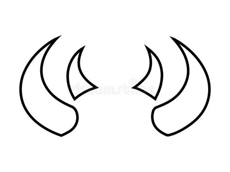 Black Outline Of Devil Horns With A Curved Shape Design Demon Horns