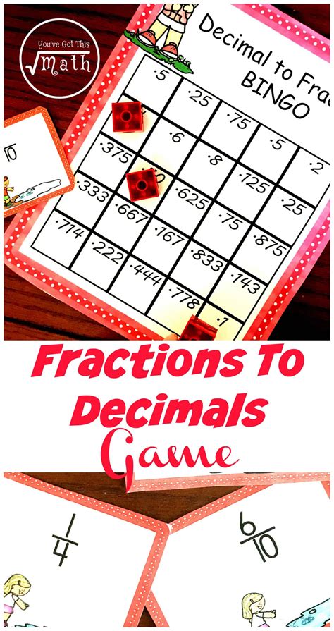 FREE Printable and Low-Prep Fraction To Decimal Game