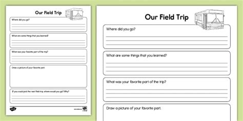 Field Trip Review Worksheet For K Nd Grade Twinkl