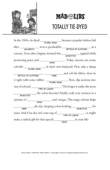 Mad Libs Adjectives Only Printable Printable