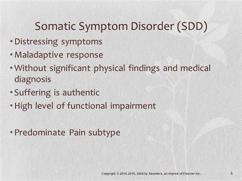 Somatic Symptom Disorders Copyright By Saunders An