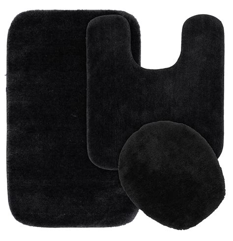 3 Piece Traditional Soft and Plush Plush Nylon Washable Bathroom Rug ...