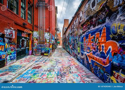 Graffiti Alley, in the Station North Arts and Entertainment District, in Baltimore, Maryland ...