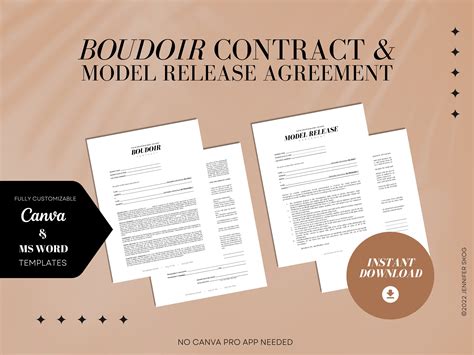 Boudoir Contract Photography Client Model Release Agreement Legal