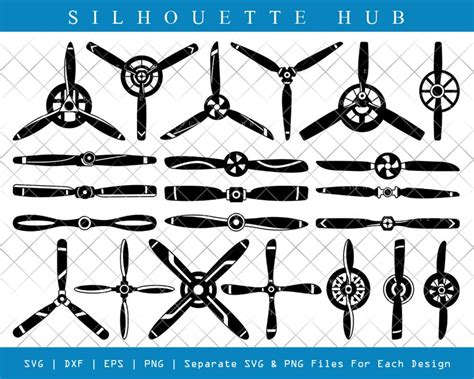 Plane Propellers Silhouette Svg Cricut Cut Files Png Bundle Etsy