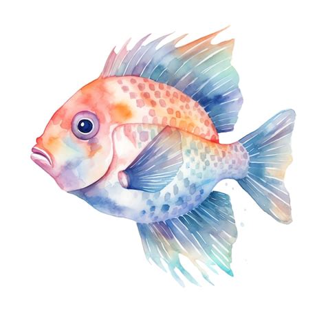 Poisson Marin Illustration Aquarelle Animaux Marins Clipart Photo Premium