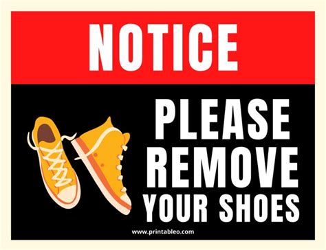 53+ Printable Please Remove Your Shoes Sign