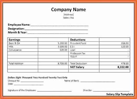 Salary Receipt Template Word Clean – Customizable Receipt Templates