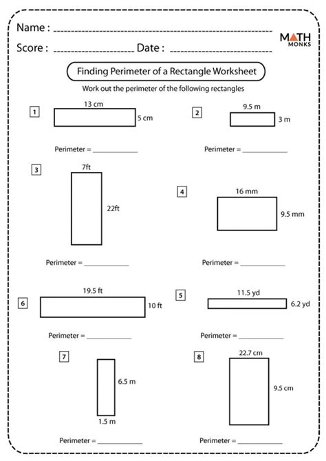 Perimeter of Rectangle with Formulas & Diagram