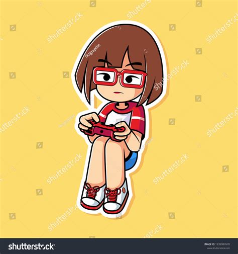 Gamer Girl Serious Face Anime Girl Stock Vector (Royalty Free ...