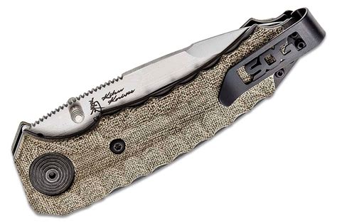 Sog Kiku Assisted Folding Knife 3 5 S35vn Satin Compound Tanto Blade Green Linen Micarta