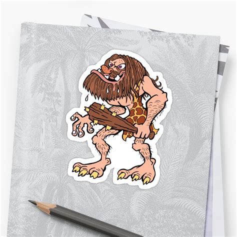 Prehistoric Caveman Sticker By RossRadiation Redbubble