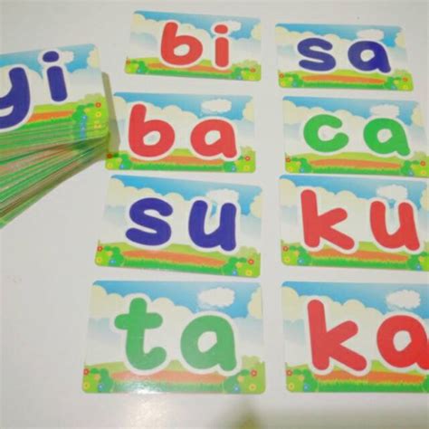 Flash Card Suku Kata 110 Kartu Baca Belajar Membaca Suku Kata