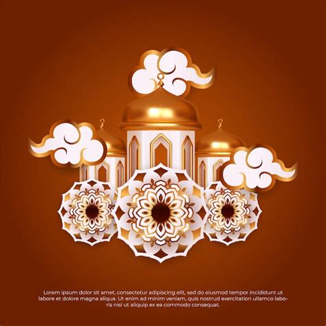 3d eid al adha mubarak schöner islamischer mond und mandala