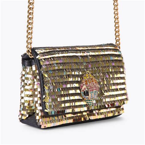 Mini Kensington Flap Gold Sequin Cross Body Bag By Kurt Geiger London