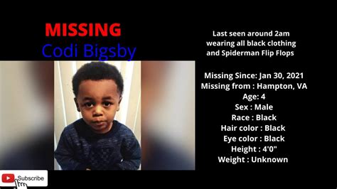 Codi Bigsby Missing 4 Year Old In Hampton Virginia Codibigsby