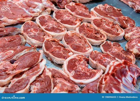 Selection Of Quality Meat In A Butcher Shop Different Types Of Fresh