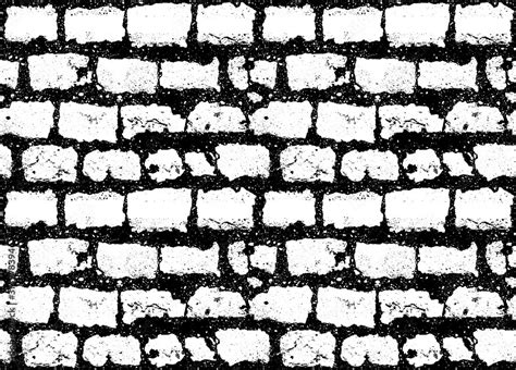 seamless grunge black white brick wall pattern background, stock vector illustration clip art ...