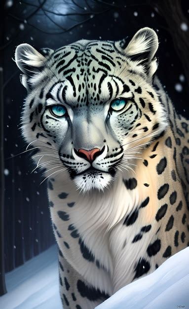 Premium Ai Image A Snow Leopard With Blue Eyes