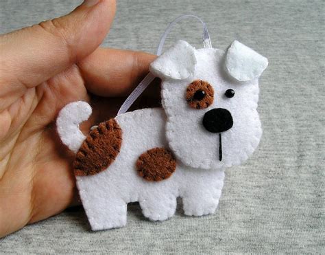 Felt Dog Ornament Felt Animals Cute Dog Russell Terrier Handmade Dog