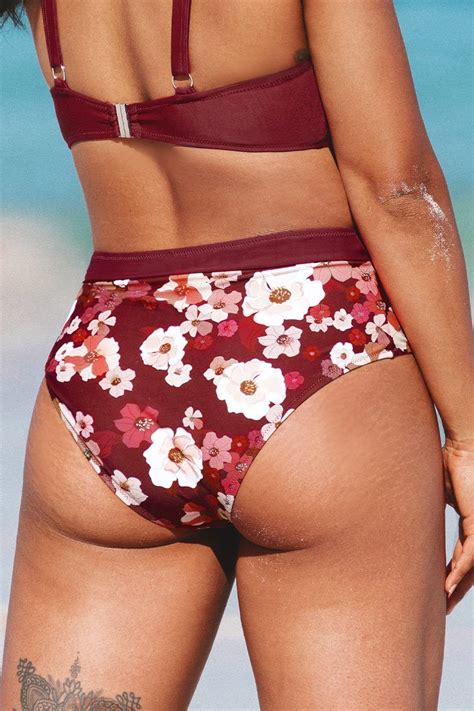 Quinn Floral High Waisted Plus Size Bikini Bottom Cupshe Au