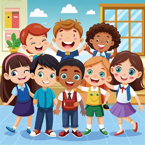 elementary school friends vectors illustrations
