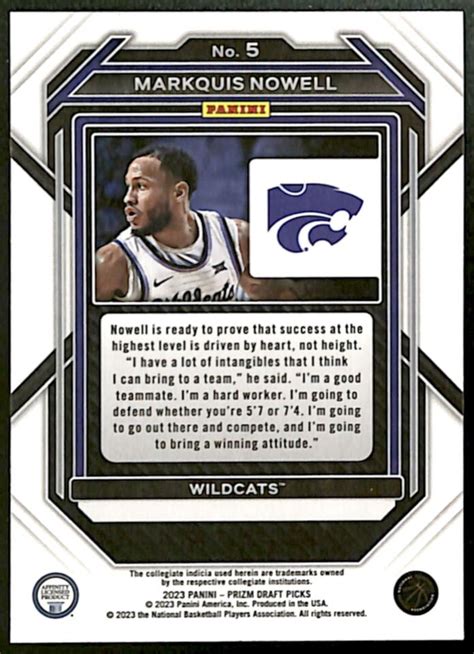 2023 24 Panini Prizm Draft Picks 5 Markquis Nowell Rookie Kansas State