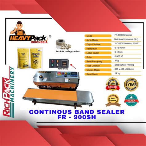 Jual Heavypack Fr Sh Continuous Band Sealer Mesin Segel Plastik