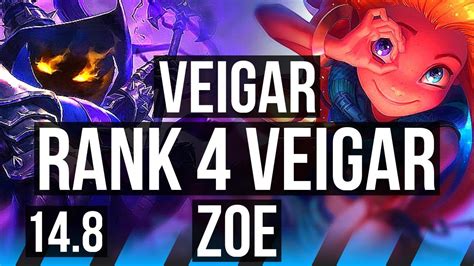 VEIGAR Vs ZOE MID Rank 4 Veigar 69 Winrate 11 3 8 Dominating