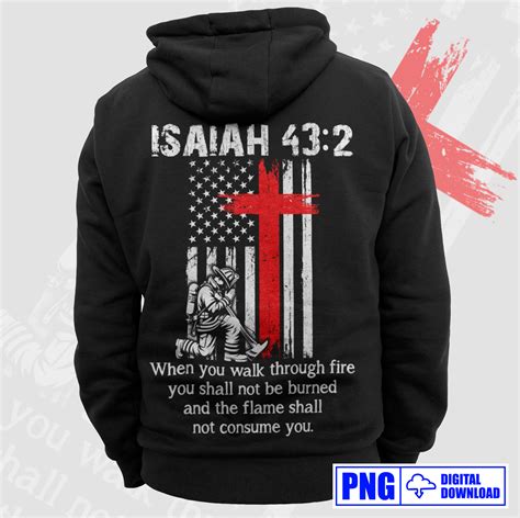 Thin Red Line Firefighter Cross Bible Verse Png Religious Christian