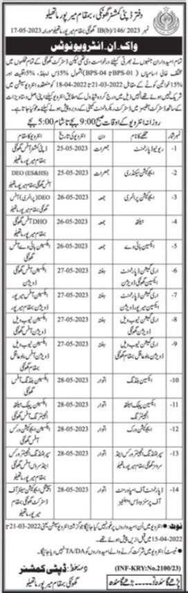 Deputy Commissioner Mirpur Mathelo Job Interviews Job