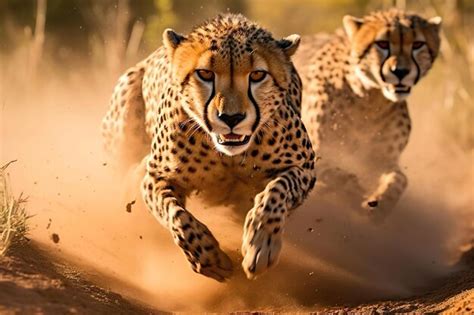 Premium Photo African Cheetahs In Action Actionpacked Images