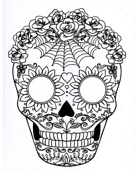 Five Different Sugar Skull Coloring Pages Printable Digital