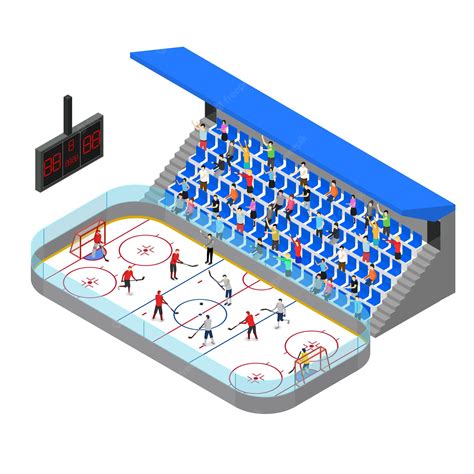 Premium Vector Ice Hockey Arena Competition Concept 3d Isometric View