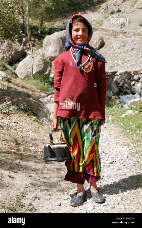 Tajik Girl Wearing Traditional Clothes Marguzor Village Marguzor