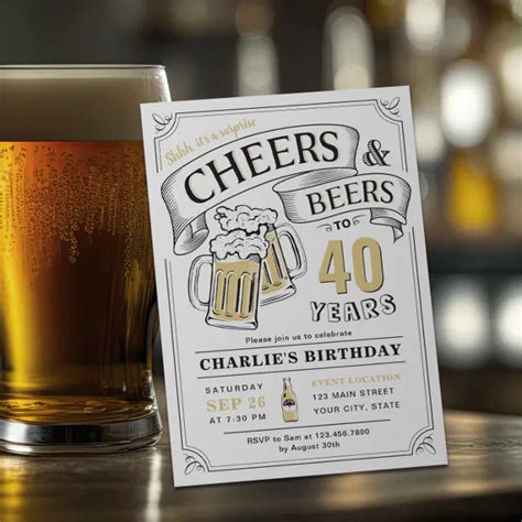 Any Age Cheers And Beers Surprise Birthday Invitation Zazzle