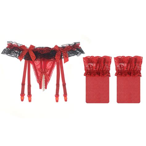 Garter Belt and Thigh Highs Set Elastic Women's 3 Pieces Lace Garter