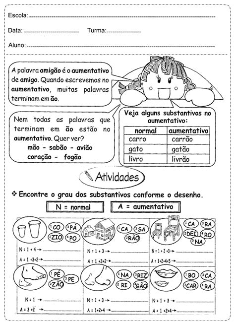 Encontrar O Grau Dos Substantivos Ano Atividades Educativas