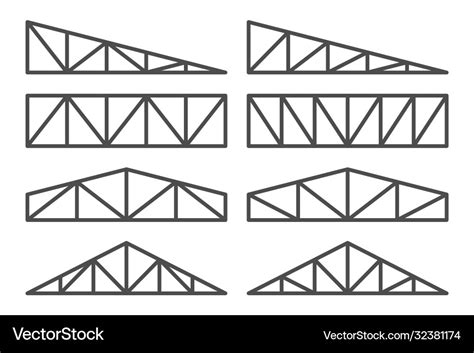 Truss Collection Icon Set Roofing Steel Frame Vector Image