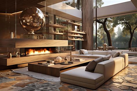 Vintage Modern Fusion – Luxury Modern Living Room with a Fireplace ...