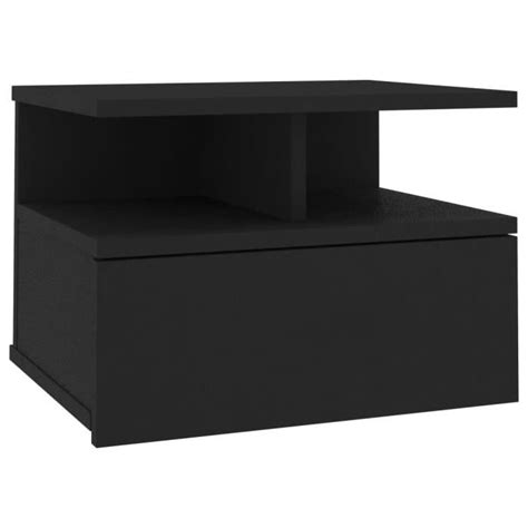 Table De Chevet Flottante Noir X X Cm Agglom R Ako