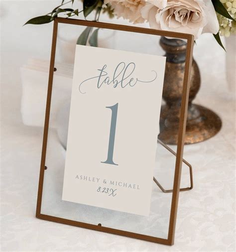 Dusty Blue Wedding Table Numbers Template Printable Table Numbers