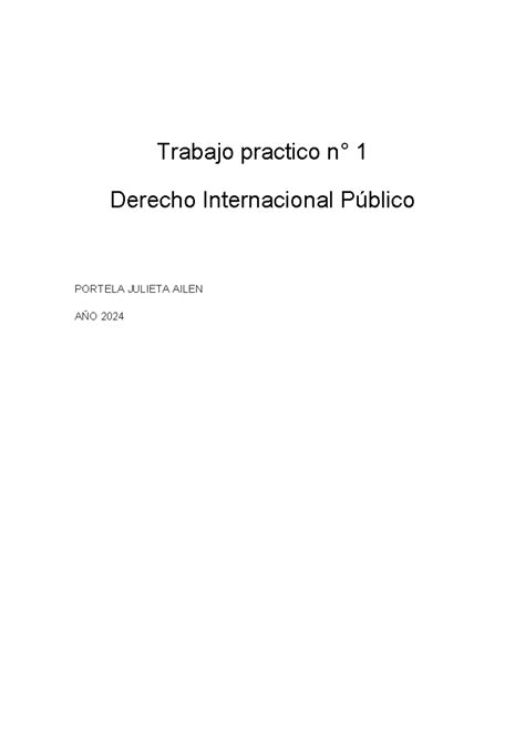 Tp Dip Trabajo Practico N Derecho Internacional P Blico Portela